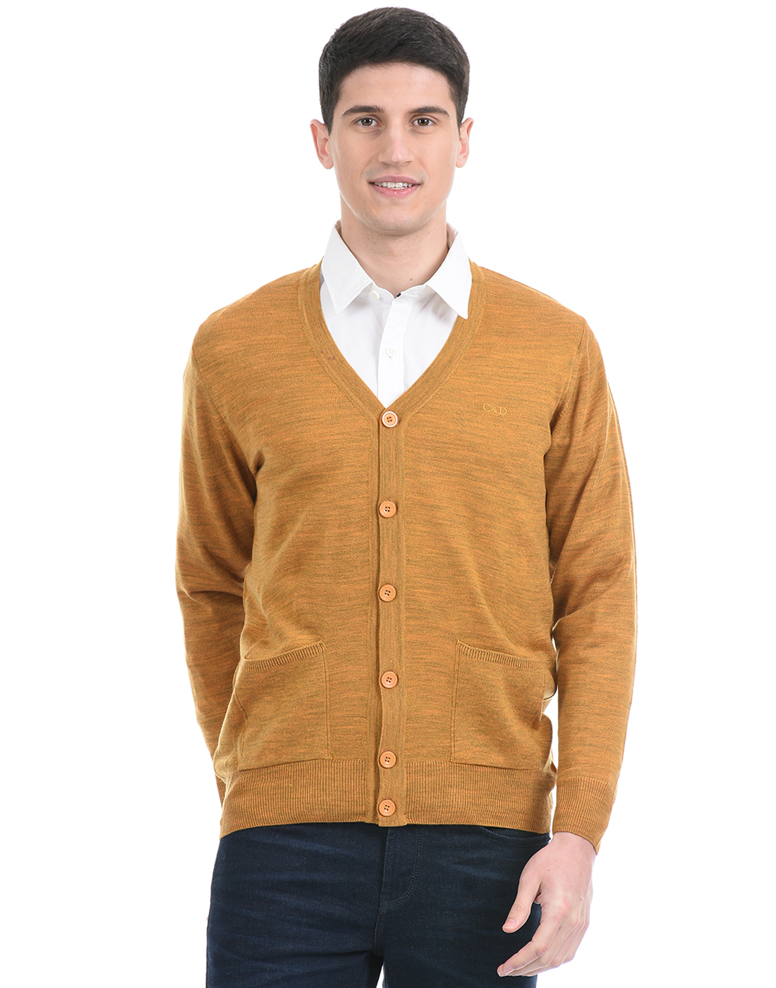 Mens yellow cardigan outlet sweater